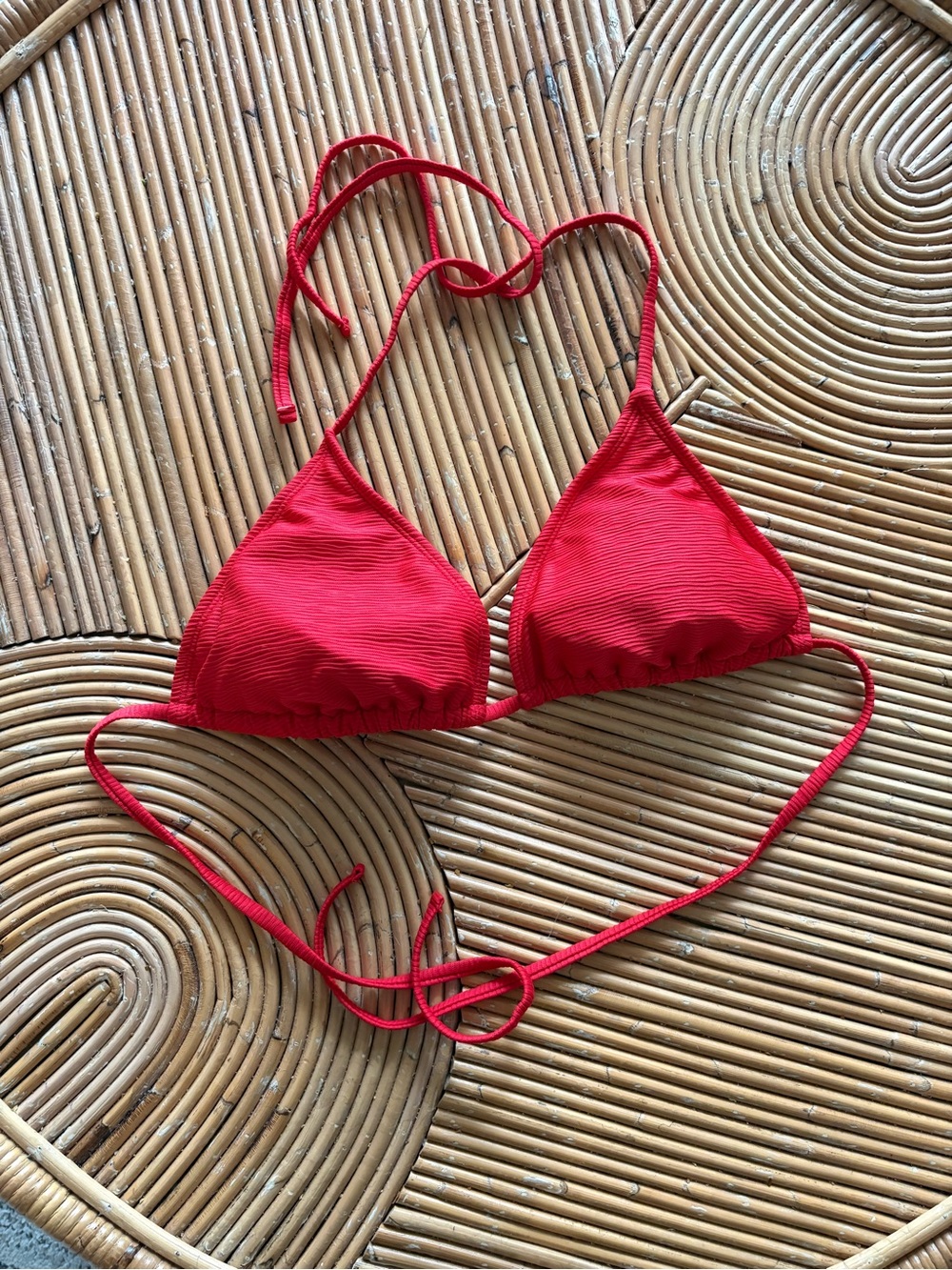 wild fable Red Ribbed Triangle Bikini Top